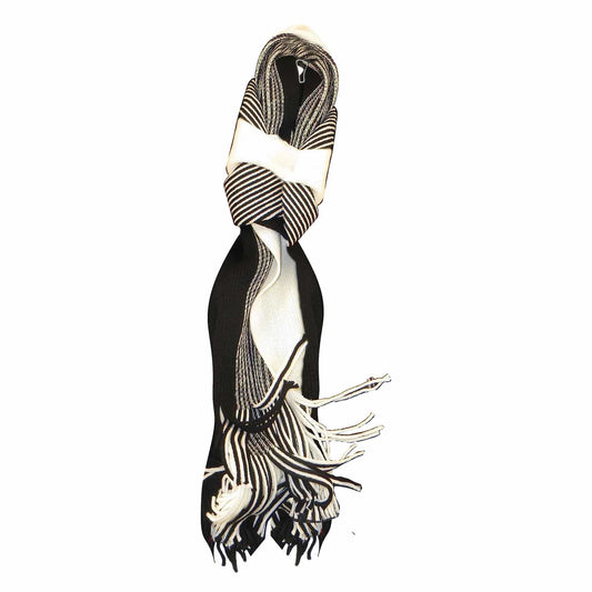 Men's Multi-Coloured Woven Stripe Thermal Winter Scarf Durable Lightweight Acrylic for Insulation and Comfort Casual and Formal Wear by Sock Stack CREAM/BLACK Scarves