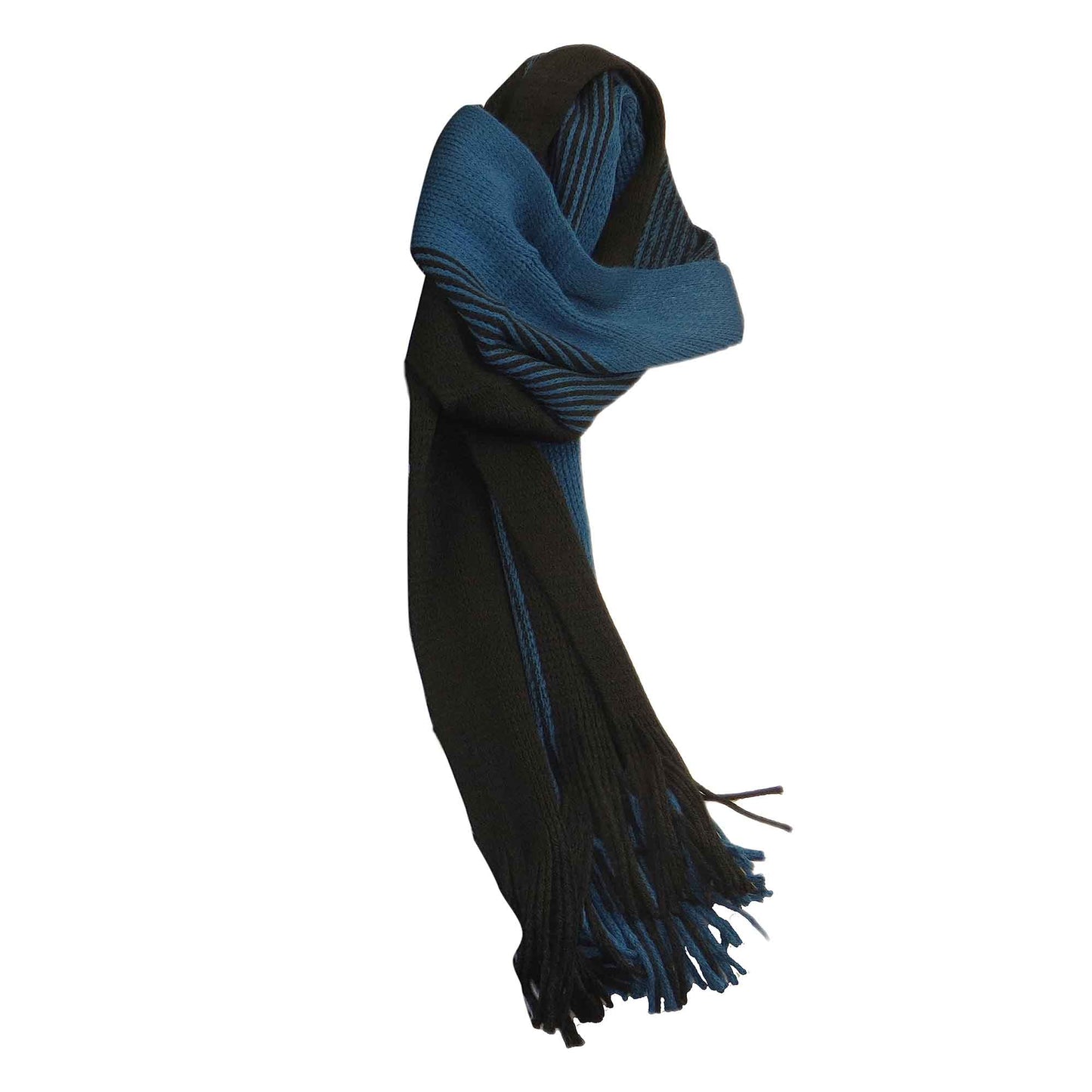 Men's Multi-Coloured Woven Stripe Thermal Winter Scarf Durable Lightweight Acrylic for Insulation and Comfort Casual and Formal Wear by Sock Stack TEAL/BLACK Scarves