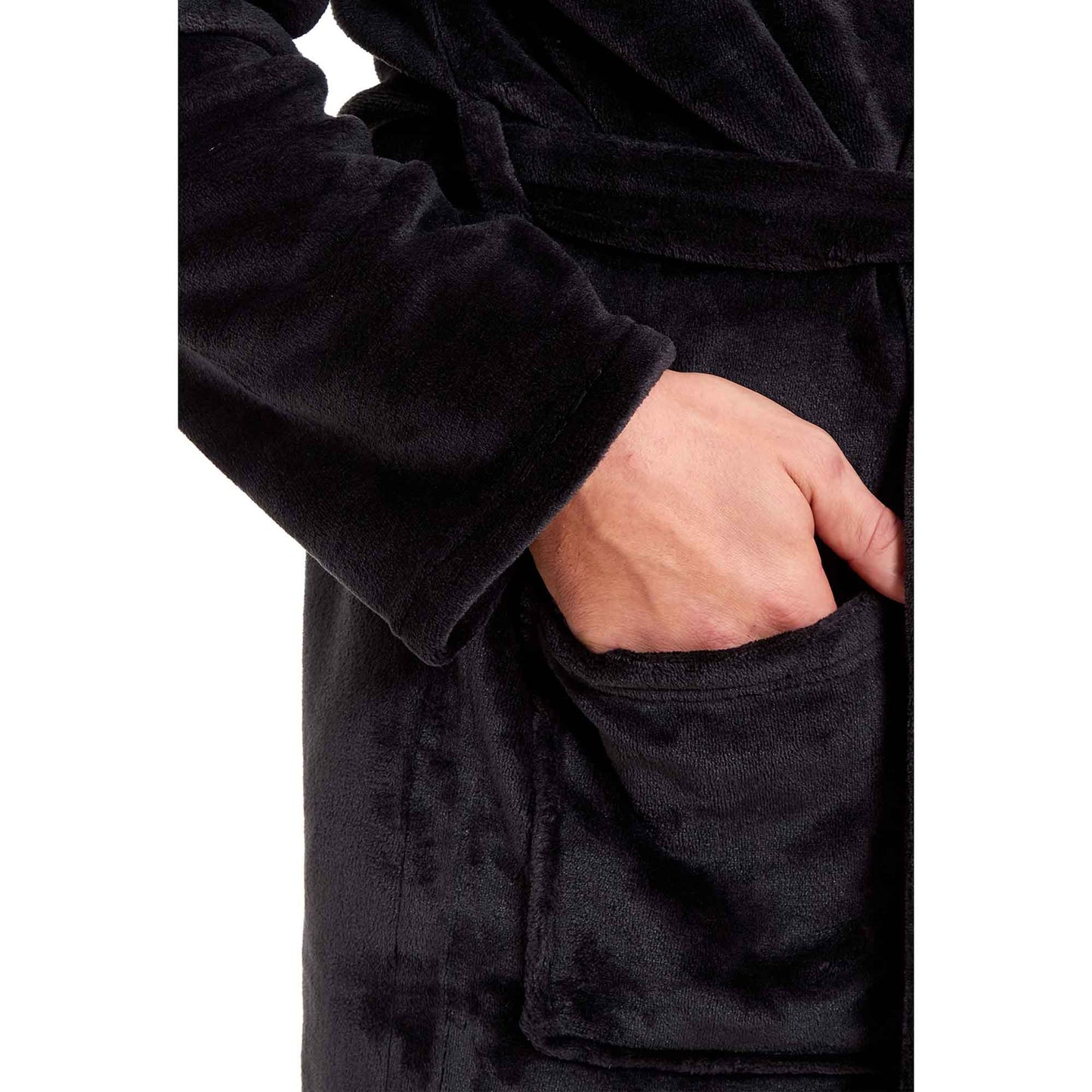 Men's Ultra-Soft Hooded Flannel Fleece Bathrobe Warm Plush Dressing Gown for Home Spa Gym Hotel by Daisy Dreamer Robe