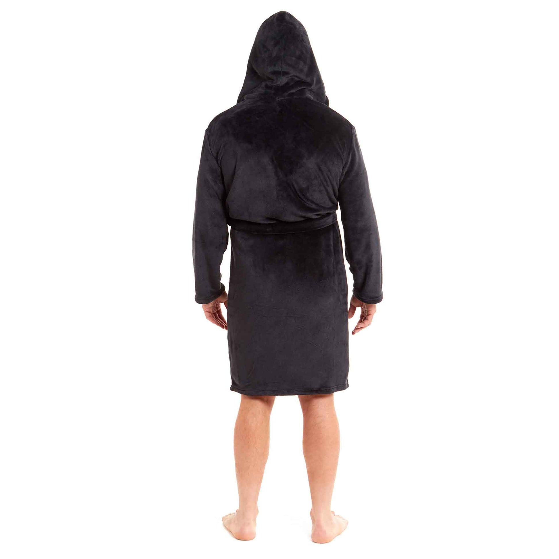 Men's Ultra-Soft Hooded Flannel Fleece Bathrobe Warm Plush Dressing Gown for Home Spa Gym Hotel by Daisy Dreamer Robe