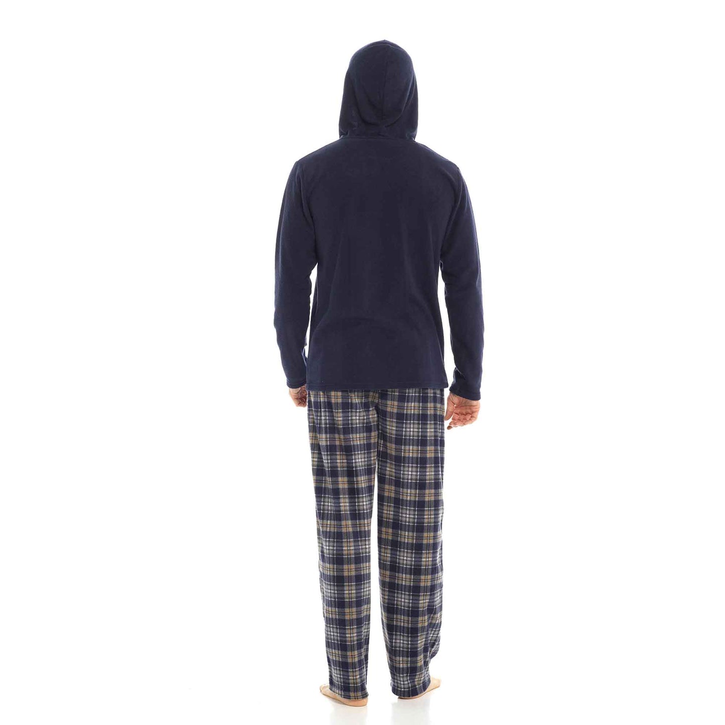 Men's Winter Hooded Check Fleece Pyjama Set Warm Cozy Nightwear with Stylish Check Bottoms in Multiple Sizes Ultimate Comfort by Sock Stack Pyjamas