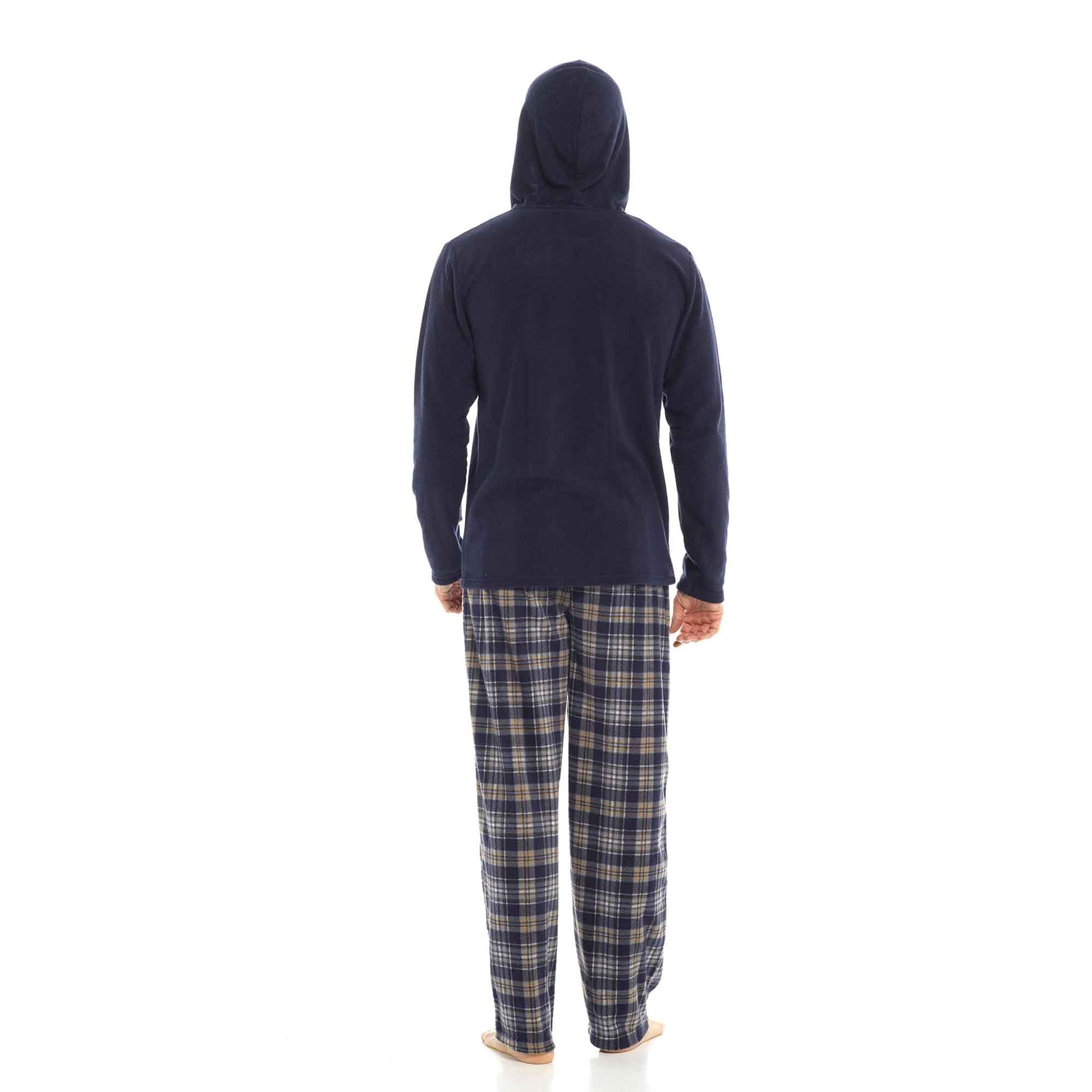 Men's Winter Hooded Check Fleece Pyjama Set Warm Cozy Nightwear with Stylish Check Bottoms in Multiple Sizes Ultimate Comfort by Sock Stack Pyjamas