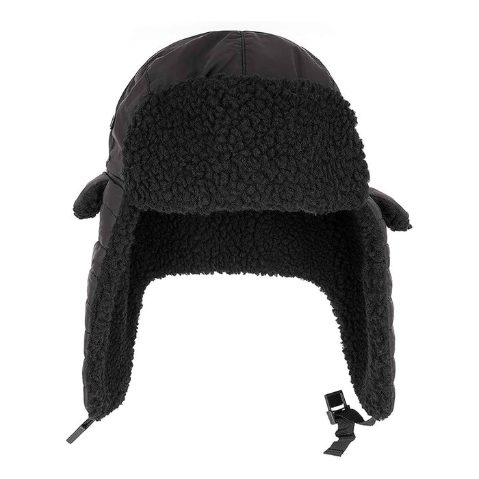 Mens Ribbed Waterproof Trapper Hat with 3M Thinsulate Fleece Lining for Winter Warmth and Cold Weather Protection by Heatwave Thermalwear BLACK Trapper Hat