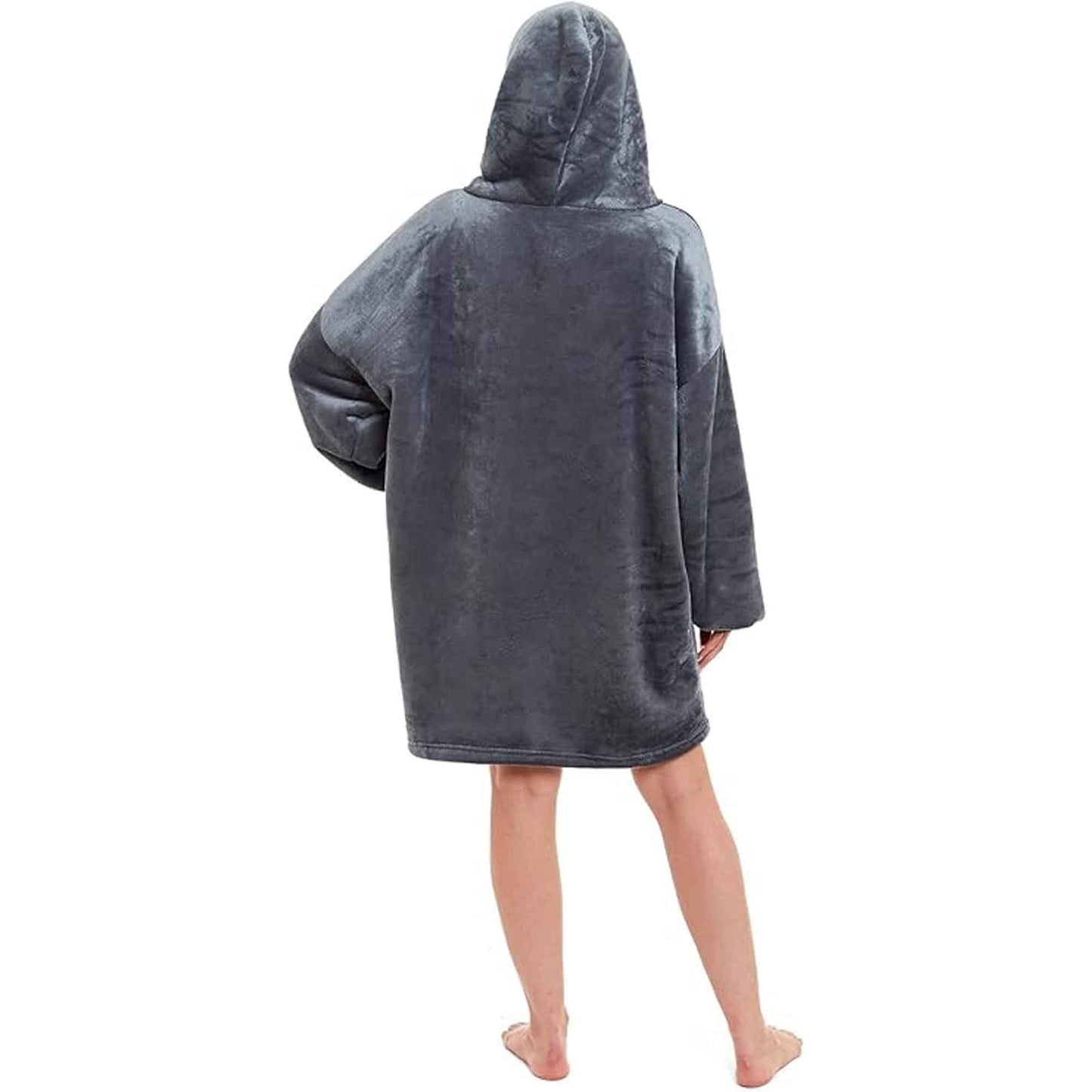 Oversized Hooded Blanket Sweatshirt Plush Sherpa Fur Grey Pink Giant Hoodie for Adults and Kids with Elastic Cuffs and Pocket by Daisy Dreamer Hooded Blanket