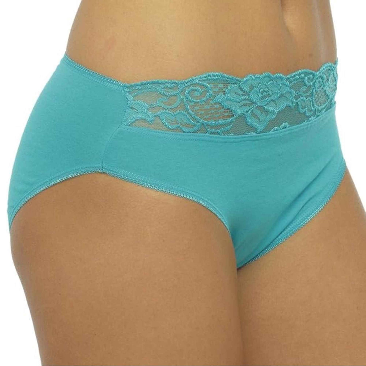 Pack of 10 Cotton Rich Lace Brief Knickers for Women Comfortable Stretch Waistband Assorted Colours Breathable Underwear UK Sizes 10-20 by Daisy Dreamer Underwear