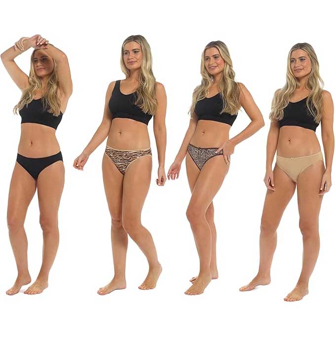 Pack of 10 Women's Animal Print Briefs Zebra Leopard Low Rise Knickers Cotton Underwear Set Daisy Dreamer Underwear