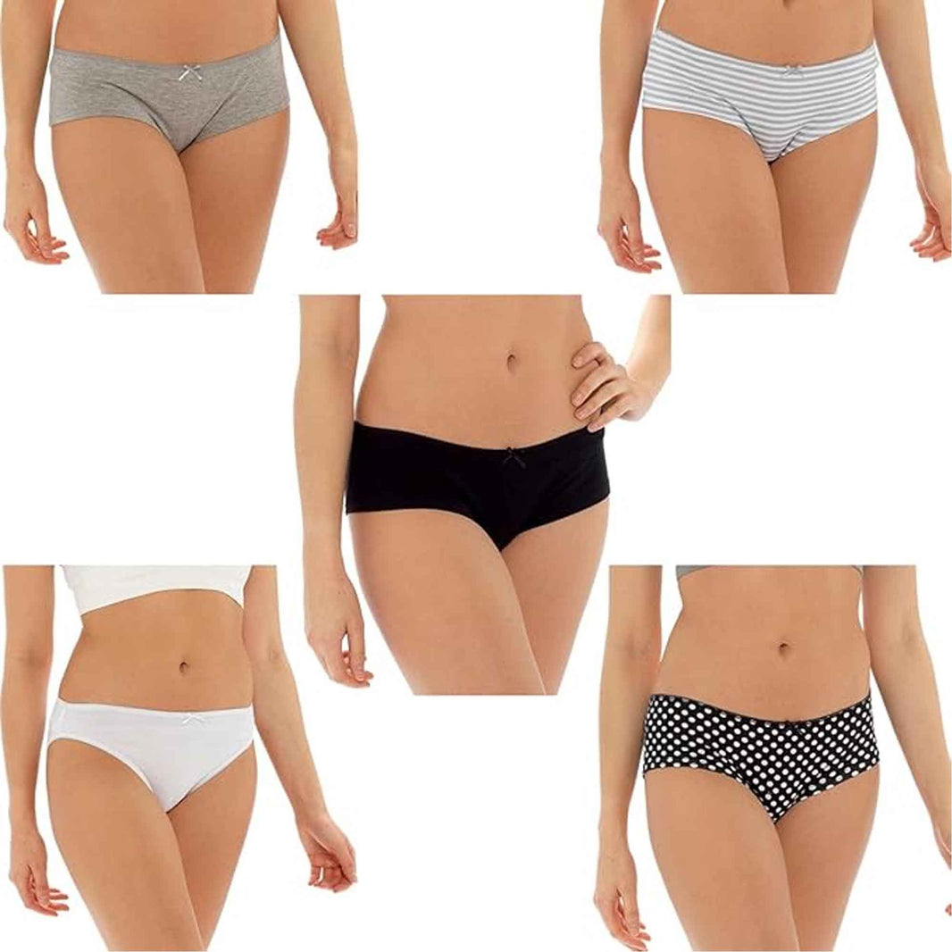 Pack of 10 Womens Cotton Briefs Comfortable Underwear Shorts with Stretch Waistband Assorted Styles Breathable Cotton Blend UK Sizes 12-18 by Daisy Dreamer ASSORTED / 12 Underwear