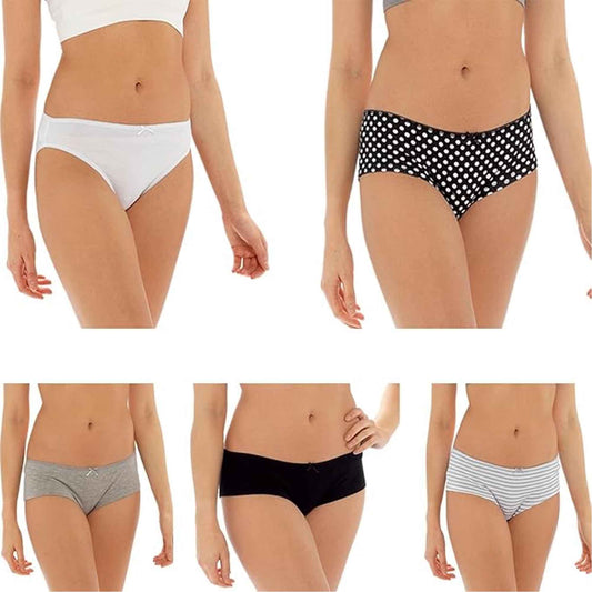 Pack of 10 Womens Cotton Briefs Comfortable Underwear Shorts with Stretch Waistband Assorted Styles Breathable Cotton Blend UK Sizes 12-18 by Daisy Dreamer Underwear
