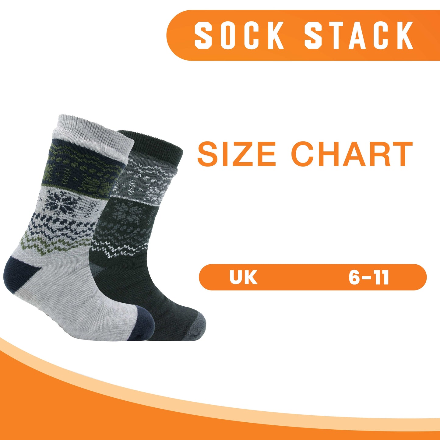 Pack of 2 Men's Chunky Knit Slipper Socks with Grips Thick Warm Non-Slip Indoor Bed Socks Gift by Sock Stack UK 6-11 / FAIR ISLE Socks