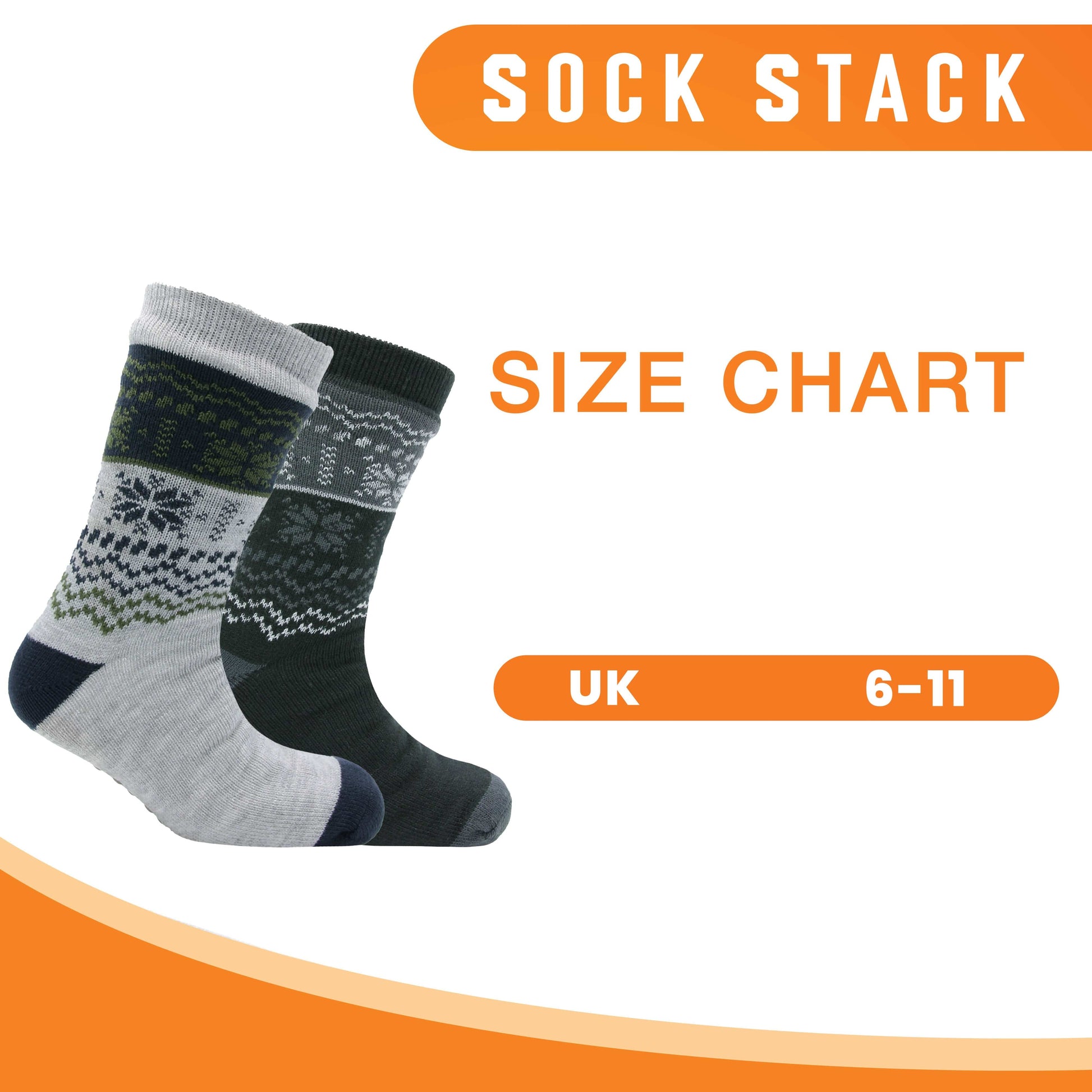Pack of 2 Men's Chunky Knit Slipper Socks with Grips Thick Warm Non-Slip Indoor Bed Socks Gift by Sock Stack UK 6-11 / FAIR ISLE Socks