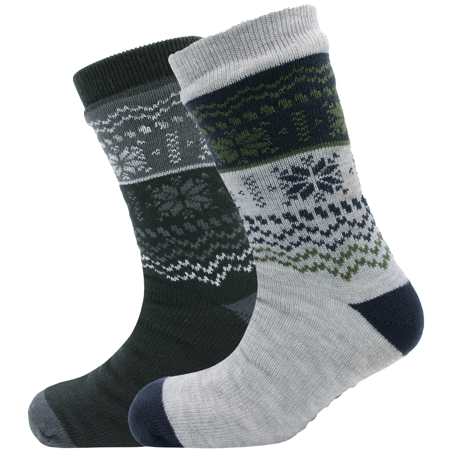 Pack of 2 Men's Chunky Knit Slipper Socks with Grips Thick Warm Non-Slip Indoor Bed Socks Gift by Sock Stack UK 6-11 / FAIR ISLE Socks