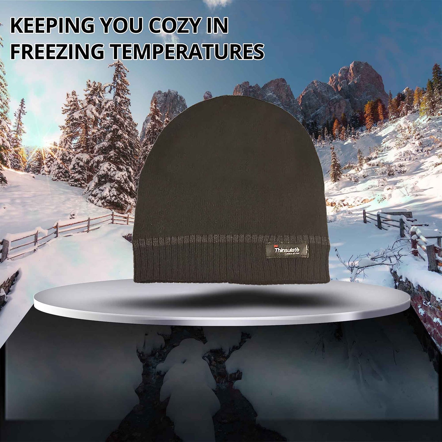 Pack of 2 Mens Stripe Fleece Beanie Hat with 3M Thinsulate Insulation Quick Drying Lightweight Winter Thermal Protection for Skiing Hiking Outdoor by Sock Stack Hats