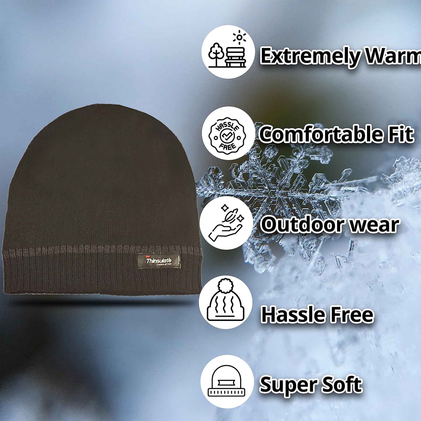 Pack of 2 Mens Stripe Fleece Beanie Hat with 3M Thinsulate Insulation Quick Drying Lightweight Winter Thermal Protection for Skiing Hiking Outdoor by Sock Stack Hats