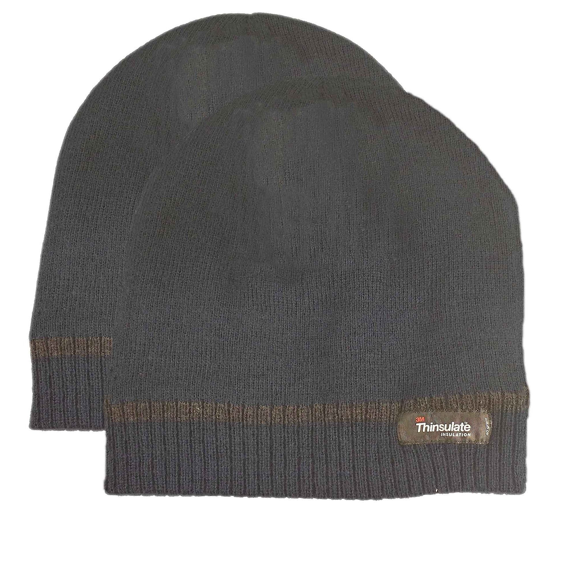 Pack of 2 Mens Stripe Fleece Beanie Hat with 3M Thinsulate Insulation Quick Drying Lightweight Winter Thermal Protection for Skiing Hiking Outdoor by Sock Stack NAVY Hats