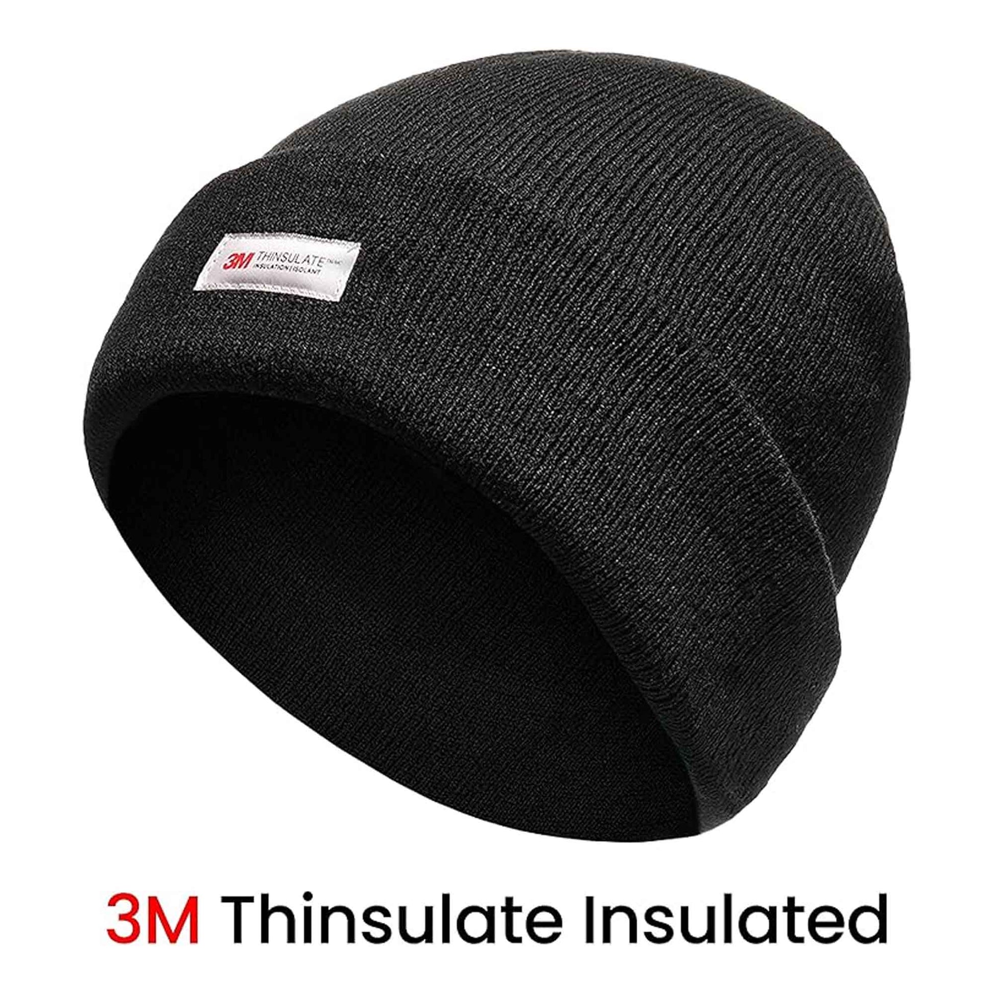 Pack of 2 Mens Winter Ski Beanie Hats with 3M Thinsulate Thermal Lining for Skiing Snowboarding Outdoor Activities Warm Breathable Moisture-Wicking Knit Caps by Sock Stack BLACK Hats