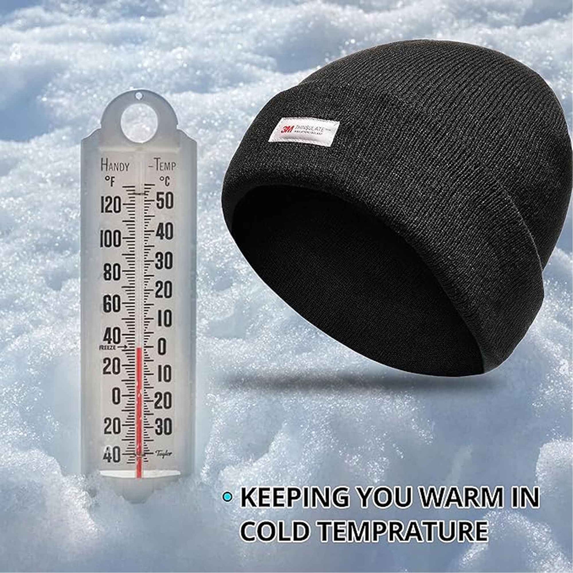 Pack of 2 Mens Winter Ski Beanie Hats with 3M Thinsulate Thermal Lining for Skiing Snowboarding Outdoor Activities Warm Breathable Moisture-Wicking Knit Caps by Sock Stack BLACK Hats
