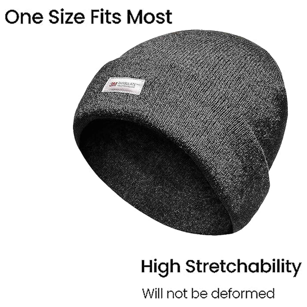 Pack of 2 Mens Winter Ski Beanie Hats with 3M Thinsulate Thermal Lining for Skiing Snowboarding Outdoor Activities Warm Breathable Moisture-Wicking Knit Caps by Sock Stack BLACK Hats