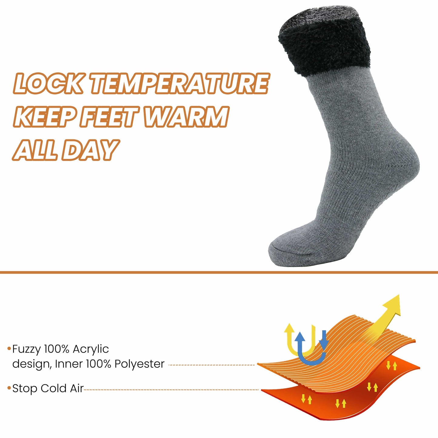 Pack of 2 Women's Feather Soft TOT Slipper Socks with Anti-Slip Grips Fleece Lined Cozy Winter Indoor Lounge Socks by Sock Stack UK 4-7 / BLACK / GREY Socks