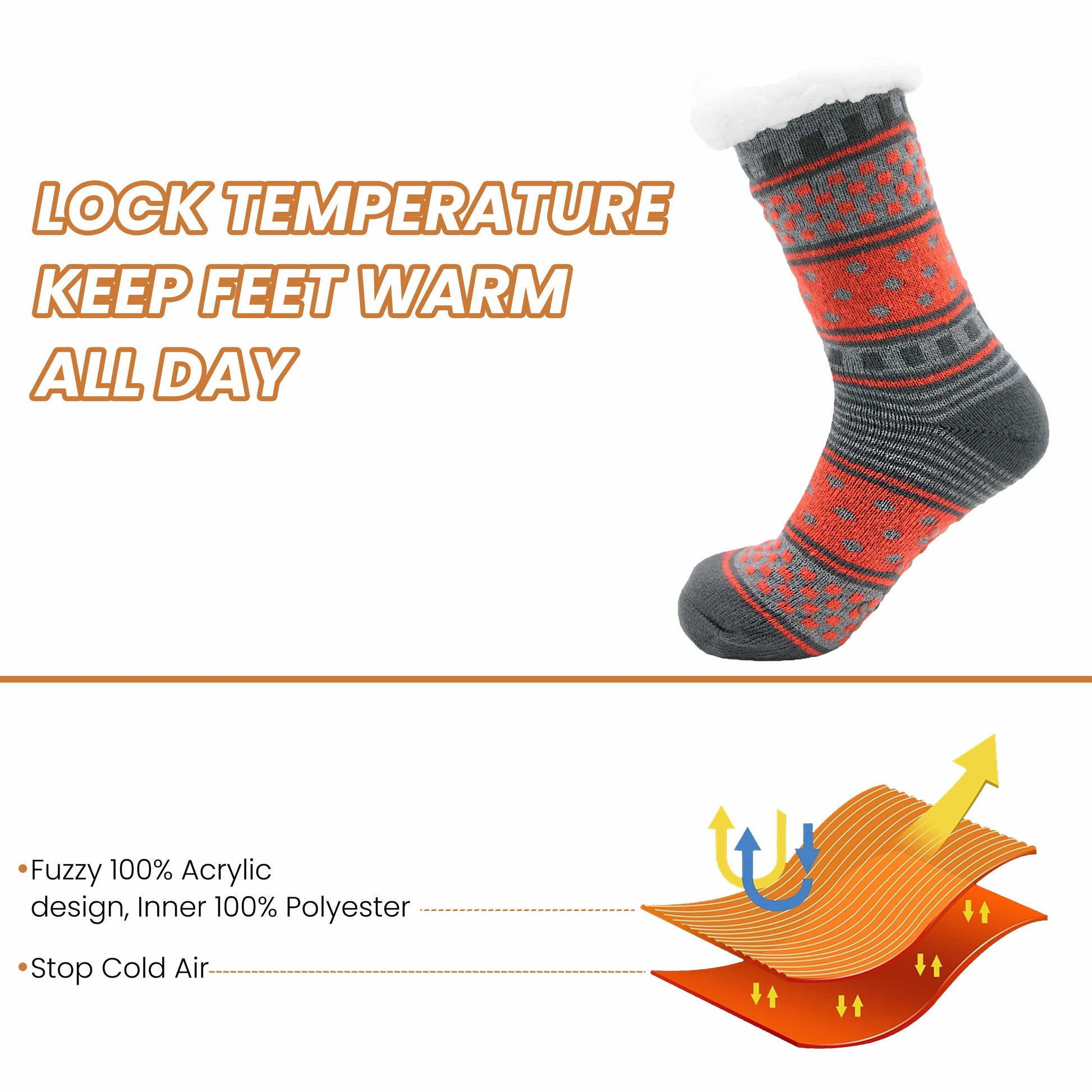 Pack of 2 Women's Fur Lined Chunky Slipper Socks Soft Warm & Cozy Winter Non-Slip Knitted Lounge Bed Socks by Socks Stack. ASSORTED Socks