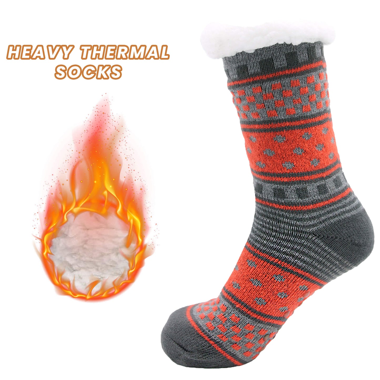 Pack of 2 Women's Fur Lined Chunky Slipper Socks Soft Warm & Cozy Winter Non-Slip Knitted Lounge Bed Socks by Socks Stack. ASSORTED Socks