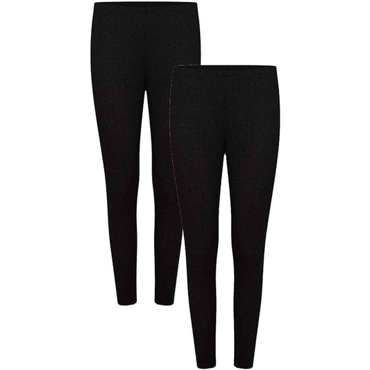 Pack of 2 Womens Thermal Pants Advanced Insulating Yarn Cotton Rich Ribbed Comfort Fit for Running Hiking Workwear in White Grey Black by Heatwave Thermalwear BLACK / 10-12 Thermal Underwear