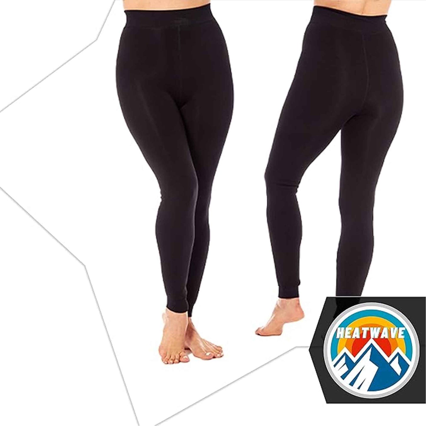 Pack of 2 Womens Ultra Thermal Brushed Black Leggings 140 Denier Warm Stretchy Comfortable Fit Stylish Winter Wear by Heatwave Thermalwear Leggings