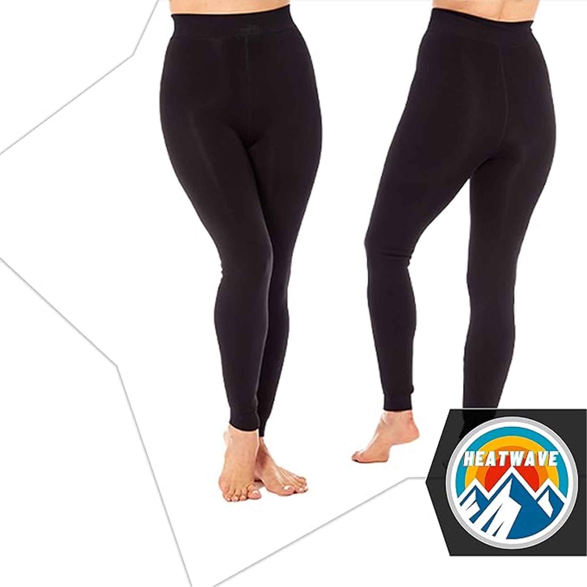 Pack of 2 Womens Ultra Thermal Brushed Black Leggings 140 Denier Warm Stretchy Comfortable Fit Stylish Winter Wear by Heatwave Thermalwear Leggings