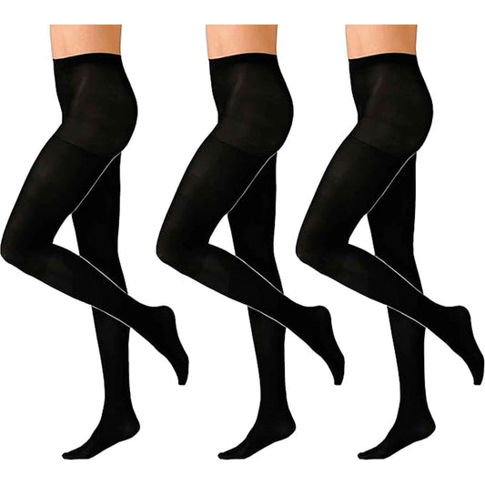 Pack of 3 Women's Black Thermal Tights 140 Denier Soft Cozy Winter Warmth Comfortable Fit Multiple Sizes Ideal for Cold Weather Fashion by Heatwave Thermalwear BLACK / S Tights