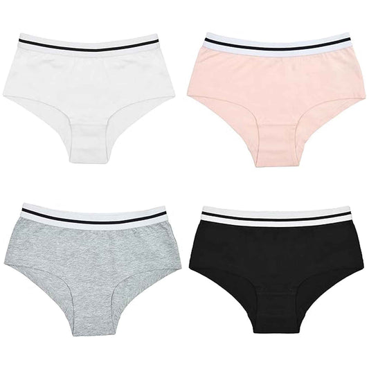 Pack of 4 Girls Cotton Comfort Fit Shorts Breathable Stretchy Knickers for Everyday Wear in Sizes 6-13 Years by Daisy Dreamer ASSORTED / 6-7 YRS Underwear