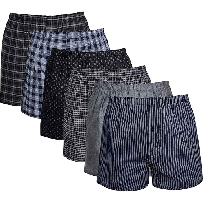 Pack of 6 Kids Loose Fit Woven Boxers Durable Cotton Blend with Elastic Waistband Sizes 5-13 Years Ideal for School Sports KB01 by Sock Stack ASSORTED / 5-6 YEARS Boxer Shorts