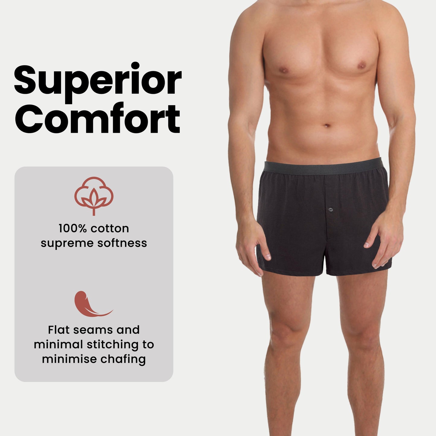 Pack of 6 Men’s Boxer Shorts Loose Fit Cotton Blend Jersey Underwear Super Soft Button Fly & Elastic Waistband by Sock Stack Boxer Shorts