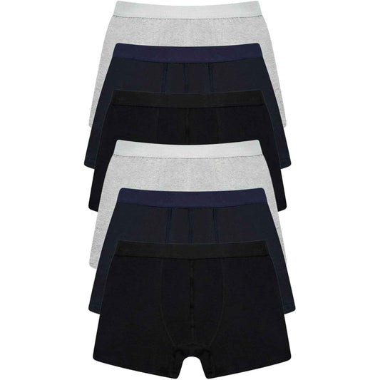 Pack of 6 Men's Cotton Rich Comfort Fit Boxer Trunk Underwear Breathable Stretch Waistband Soft Plain Boxers Multiple Sizes by Sock Stack ASSORTED / S Boxer Shorts