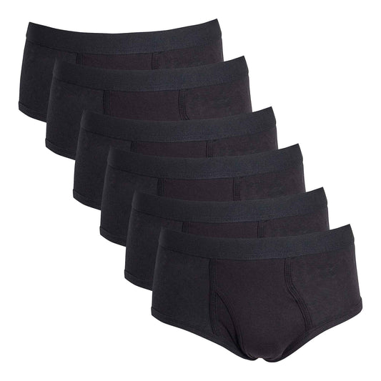 Pack of 6 Mens Cotton Briefs Soft Waistband Breathable Durable Underwear Comfortable All Day Wear MB05/06 by Sock Stack BLACK / S Boxer Shorts
