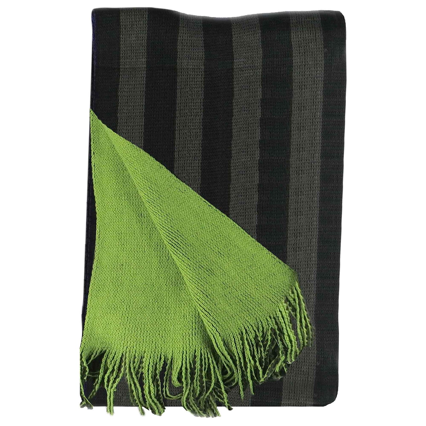 Reversible Stripe Design Men's Scarves Soft Woven Acrylic Fabric Winter Accessory Stylish for Casual and Formal Outfits 3 Colour Options Sock Stack BLACK/GREEN Scarves