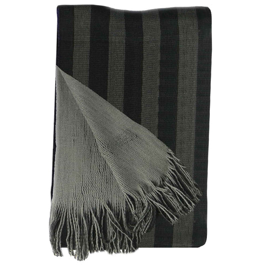 Reversible Stripe Design Men's Scarves Soft Woven Acrylic Fabric Winter Accessory Stylish for Casual and Formal Outfits 3 Colour Options Sock Stack BLACK/GREY Scarves