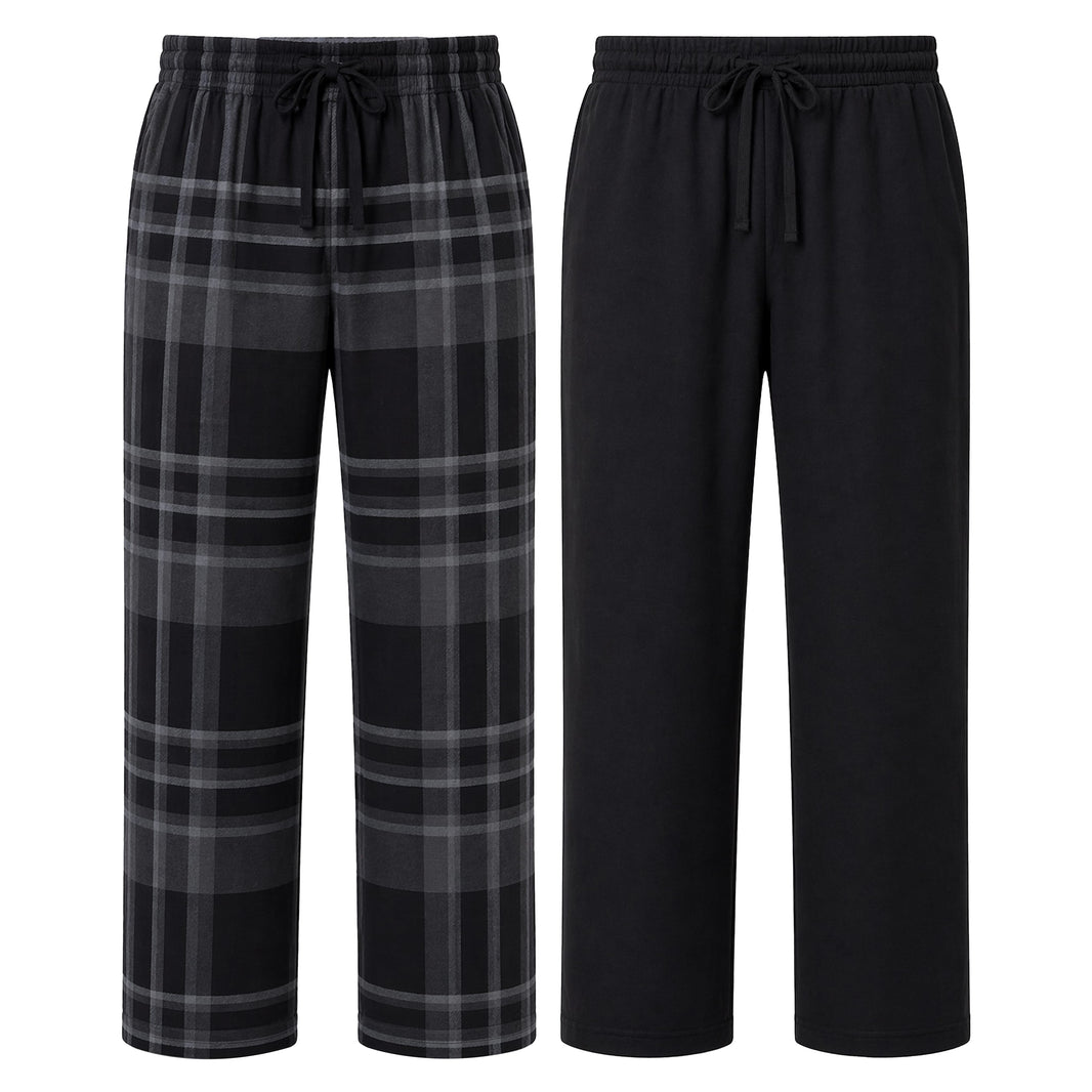 Sock Stack Mens Check Lounge Pants Soft Cotton Pyjama Bottoms Comfy Sleepwear Trousers UK BLACK/GREY CHECK / M Lounge Pant