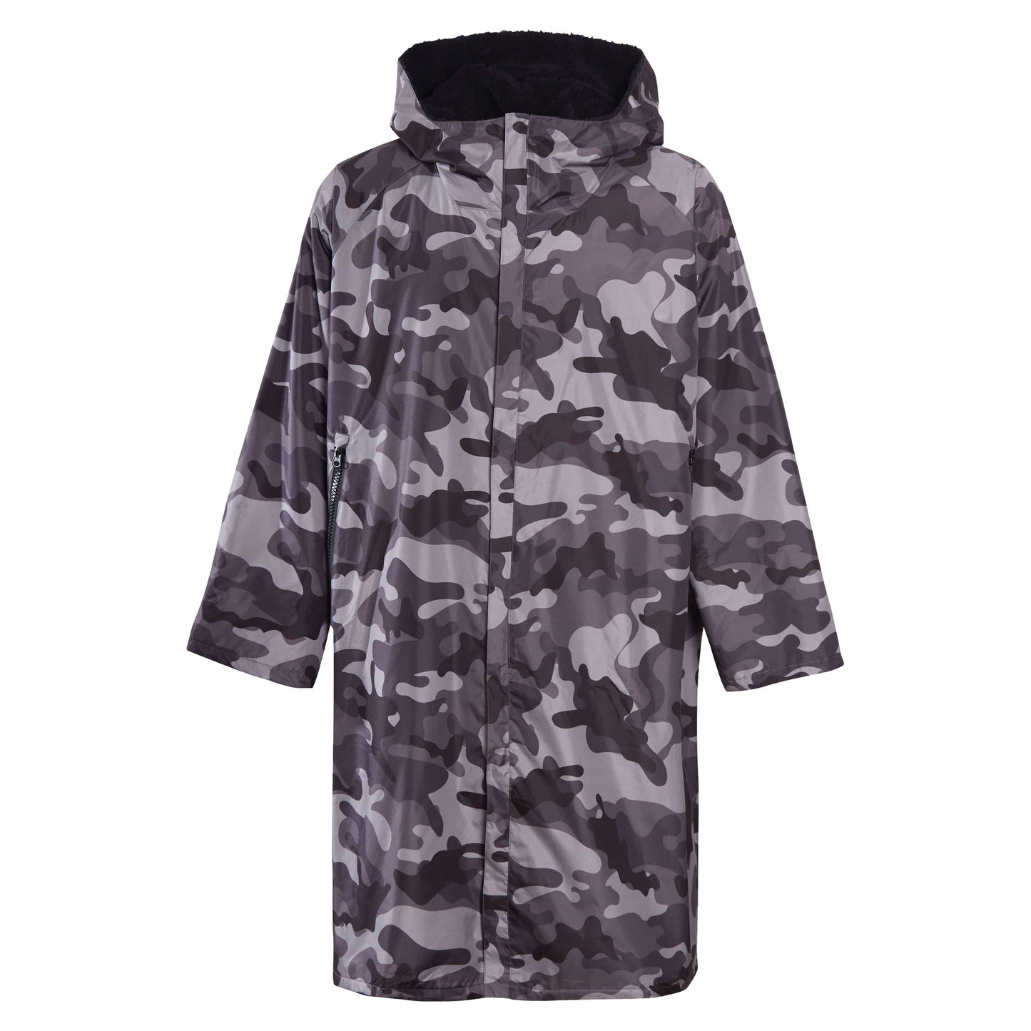 Unisex Adults Waterproof Windproof Changing Robe Hooded Outdoor Coat for Beach Swimming Surfing Warm Fleece Lining by Heatwave Thermalwear GREY CAMO / S/M Changing Robe