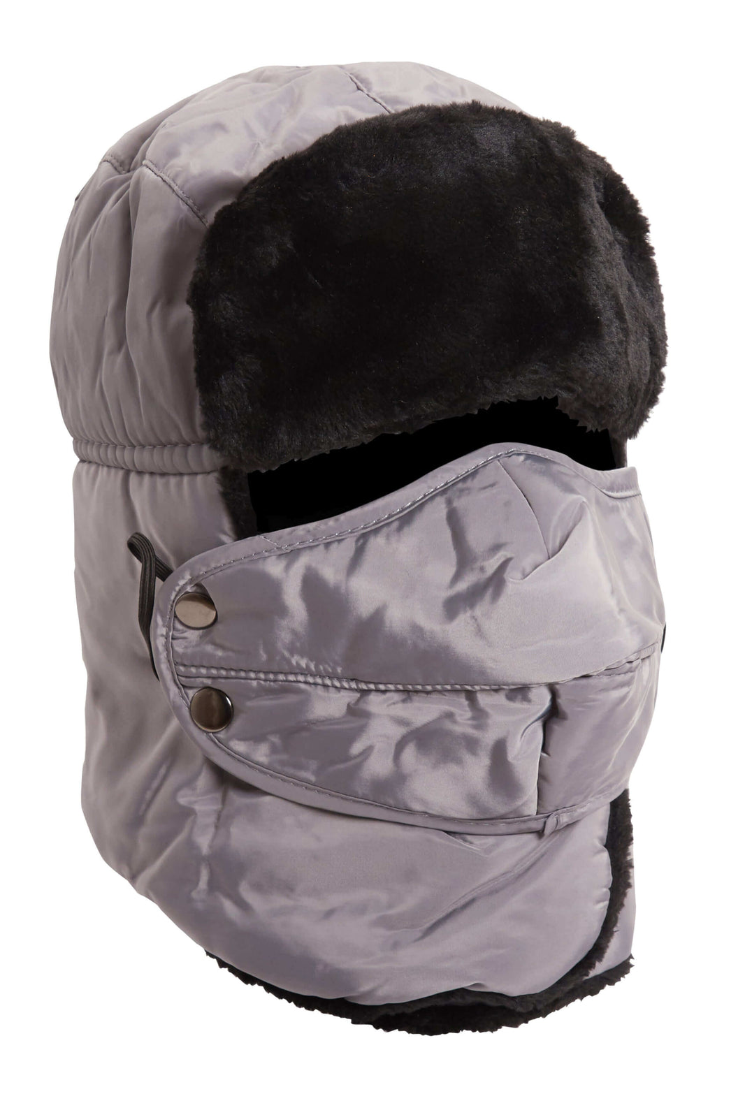 Versatile Winter Trapper Hat with Removable Face Cover Adjustable Ear Flaps Showerproof Fur Lined Ideal for Skiing Snowboarding Hiking by Heatwave Thermalwear GREY Trapper Hat