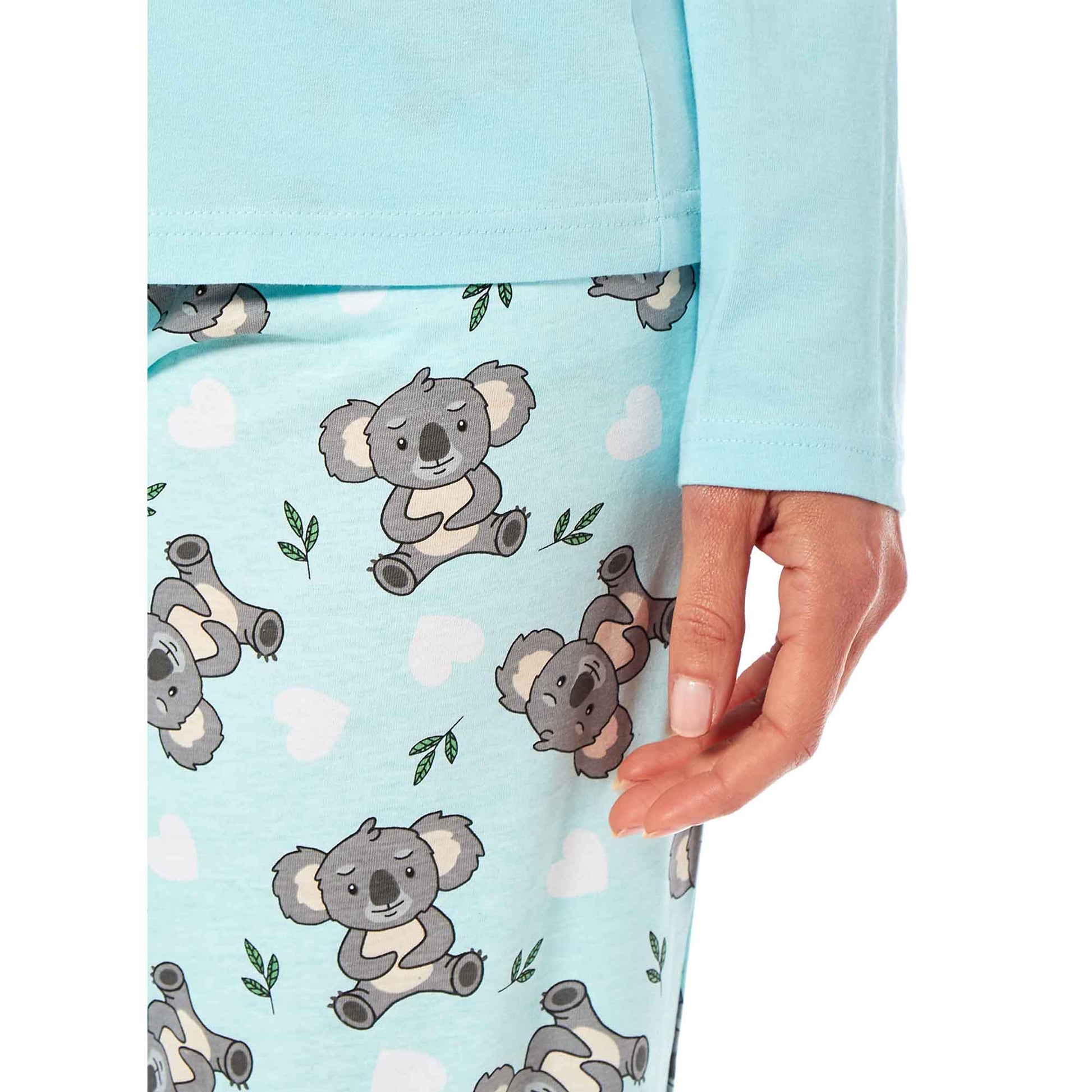 Women's 100% Cotton Koala Bear Print Pyjama Set Comfortable Long Sleeve Top and Elasticated Pants for Sleeping and Lounging Available in Small Medium Large X-Large by Daisy Dreamer Pyjamas