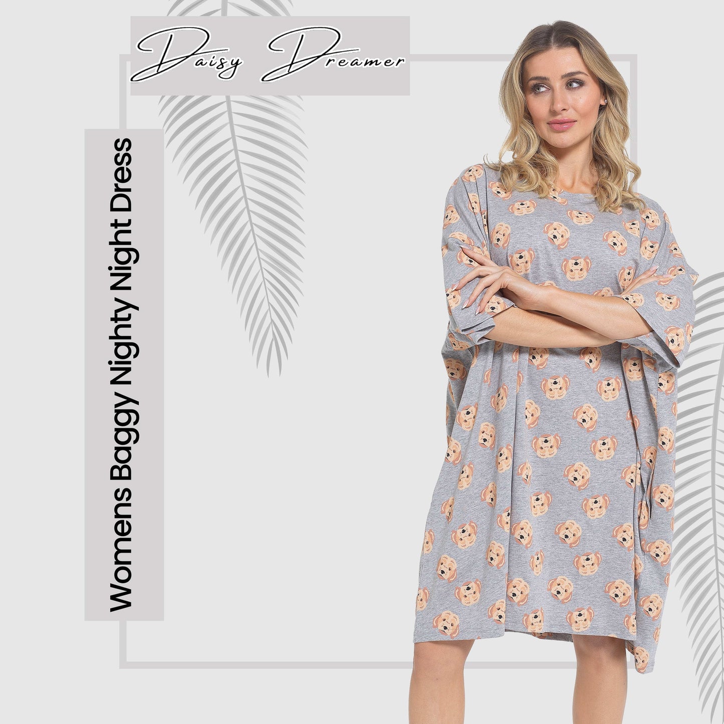 Women's Cockapoo Baggy Nighty Dress Oversized T-Shirt Nighties 100% Cotton Short Sleeved Nightshirt for Ladies by Daisy Dreamer COCKAPOO Night Dress