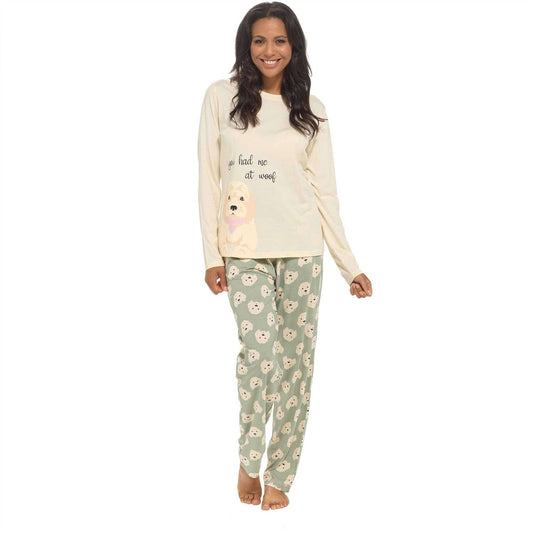 Women's Cockapoo Cotton Jersey Pyjama Set Long Sleeve Lounge Wear PJs with Elasticated Waistband by Daisy Dreamer SMALL / COCKAPOO Pyjamas