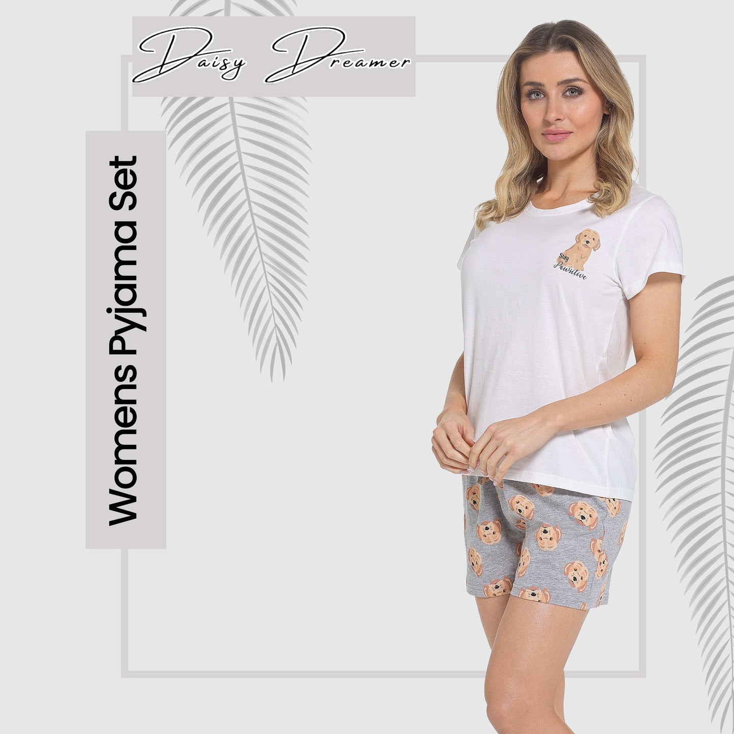 Women's Cockapoo Pyjama Set T-Shirt & Shorts PJs Soft Cotton Loungewear Summer Holiday Sleepwear by Daisy Dreamer Pyjamas