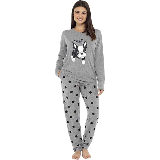 Women's Cotton Soft Pyjama Set with Elasticated Patterned Bottoms Ultimate Nightwear and Cosy Loungewear Multiple Sizes by Daisy Dreamer FRENCHIE / S Pyjamas