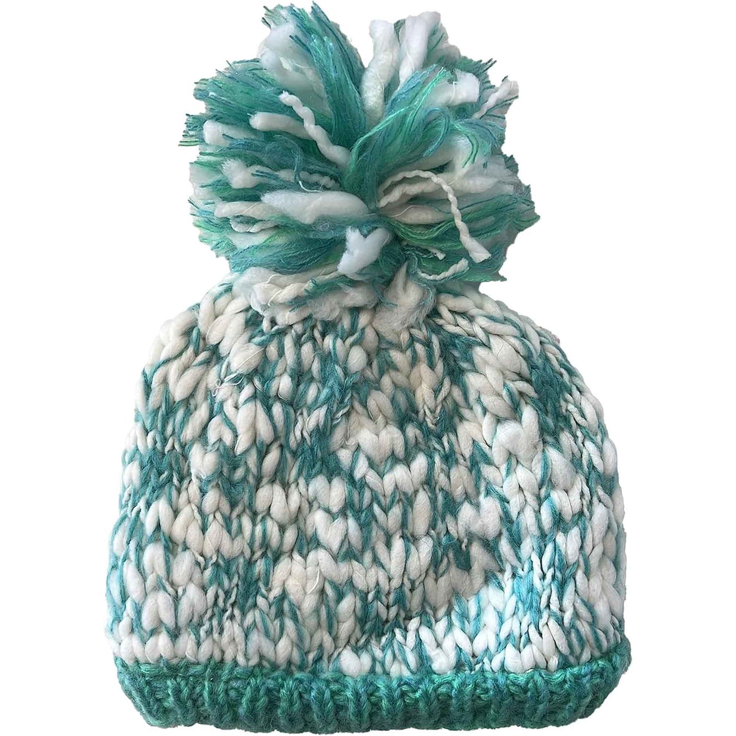 Women's Hand Knitted Daisy Pattern Winter Hat Headband Mittens Set with Pom Pom in Red Green Pink for Outdoor Activities and Holiday Gifts by Sock Stack HAT / GREEN Hats