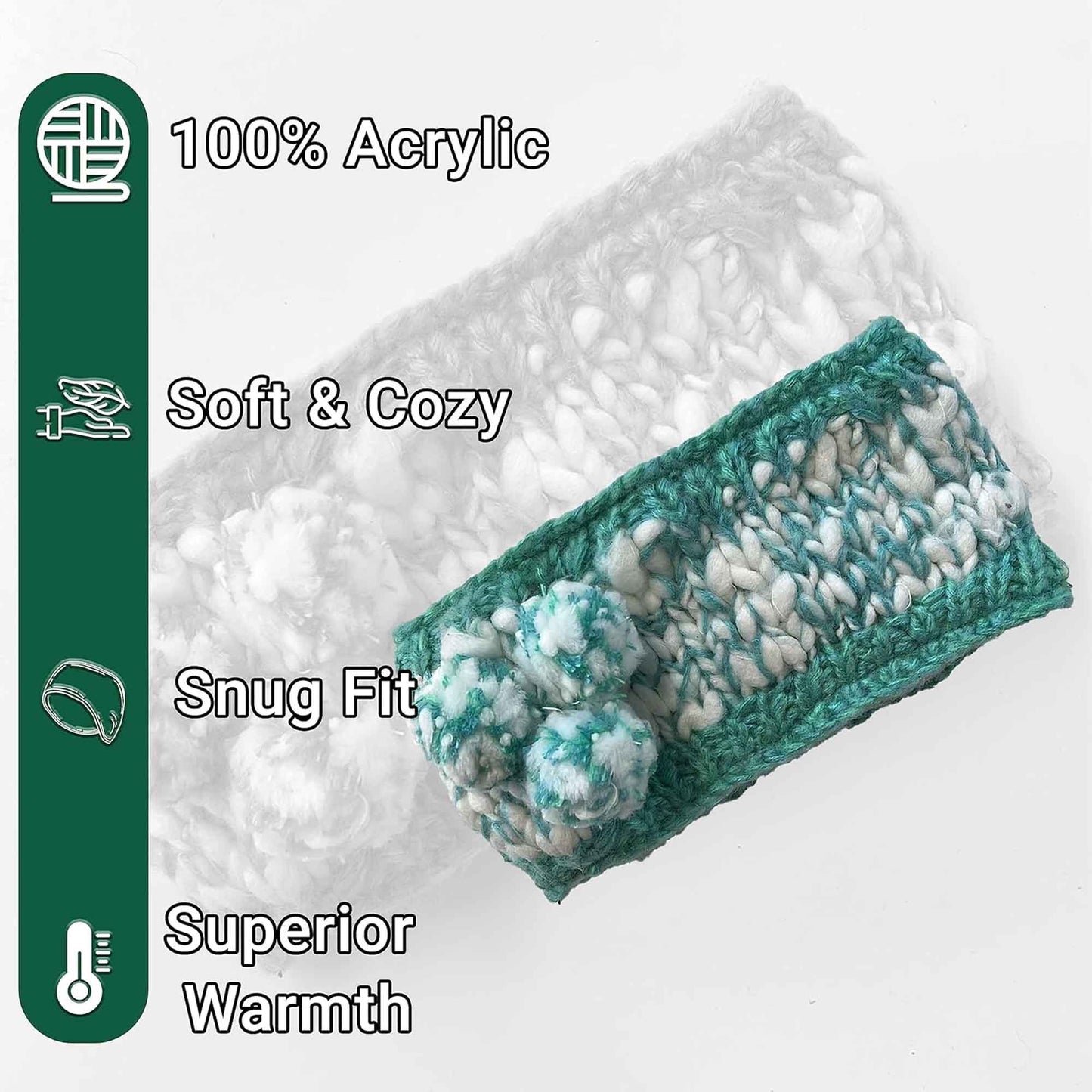 Women's Hand Knitted Daisy Pattern Winter Hat Headband Mittens Set with Pom Pom in Red Green Pink for Outdoor Activities and Holiday Gifts by Sock Stack Hats