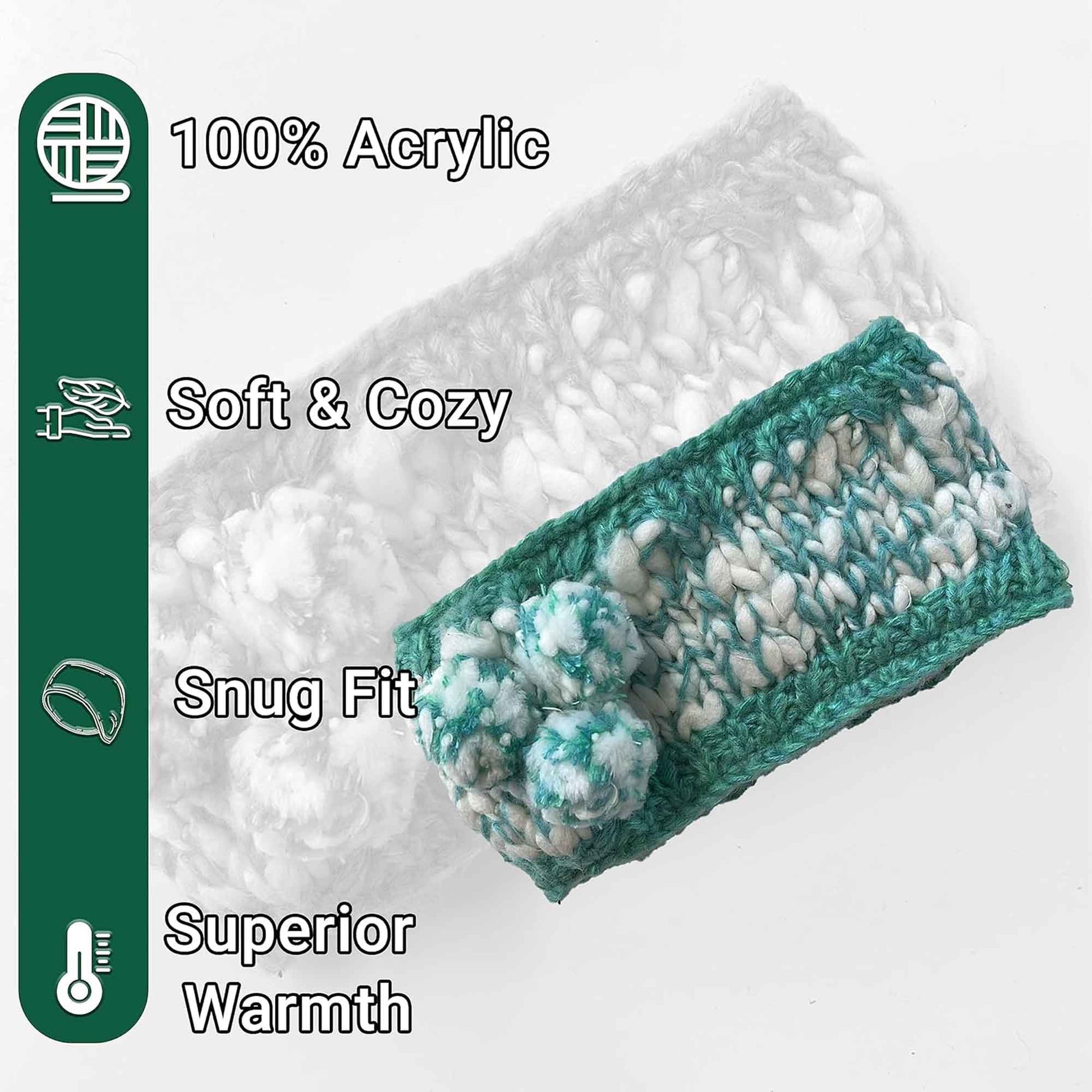 Women's Hand Knitted Daisy Pattern Winter Hat Headband Mittens Set with Pom Pom in Red Green Pink for Outdoor Activities and Holiday Gifts by Sock Stack Hats