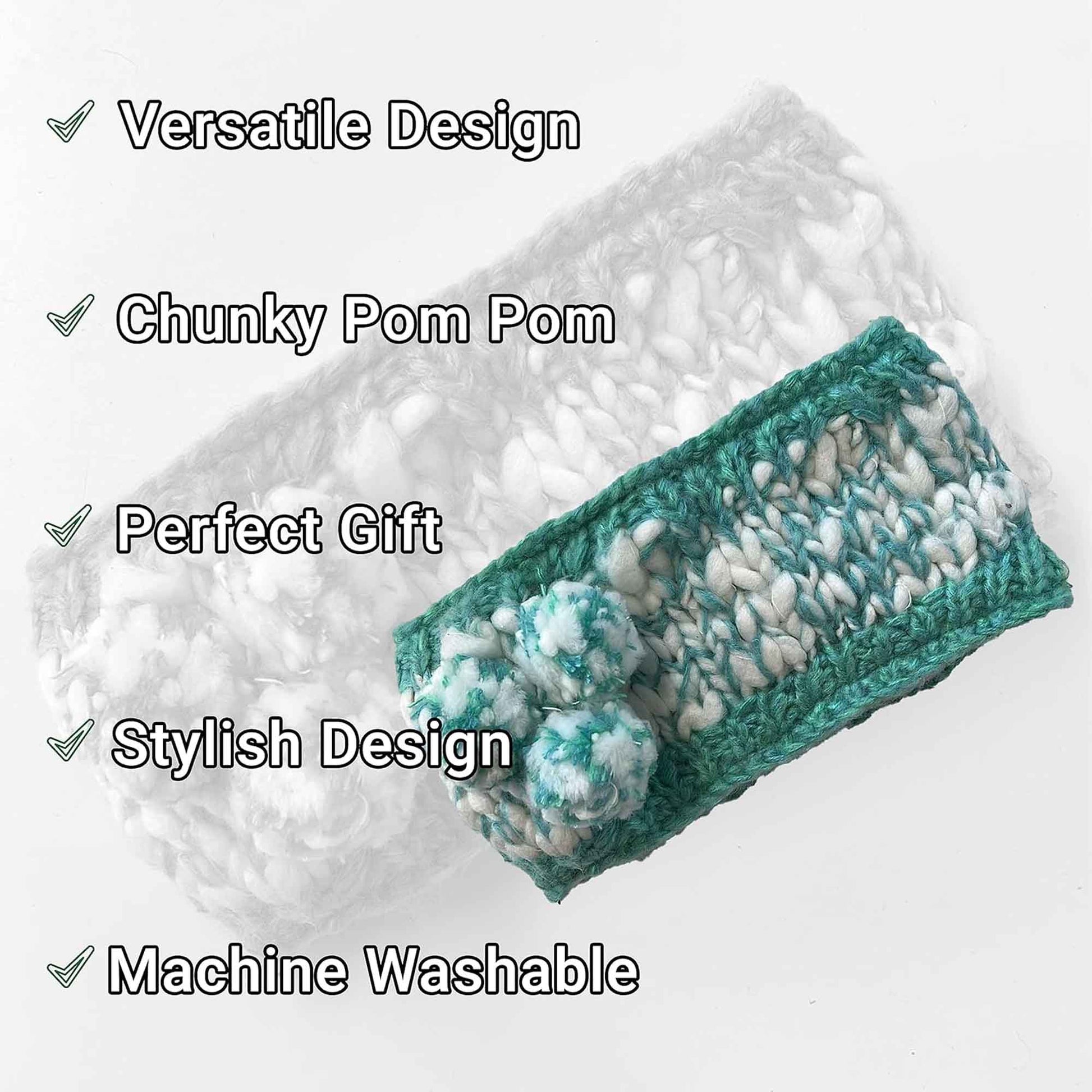 Women's Hand Knitted Daisy Pattern Winter Hat Headband Mittens Set with Pom Pom in Red Green Pink for Outdoor Activities and Holiday Gifts by Sock Stack Hats