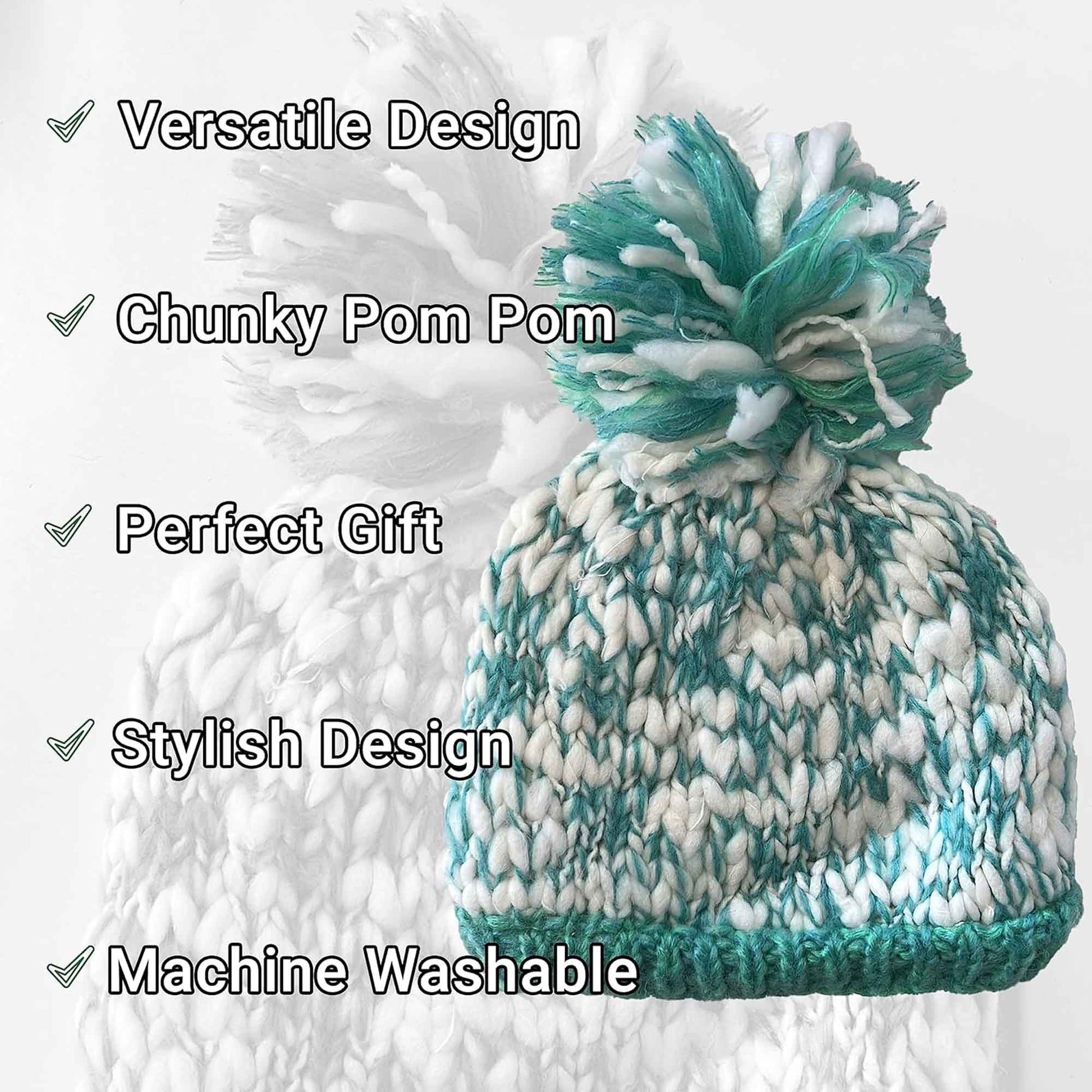 Women's Hand Knitted Daisy Pattern Winter Hat Headband Mittens Set with Pom Pom in Red Green Pink for Outdoor Activities and Holiday Gifts by Sock Stack Hats