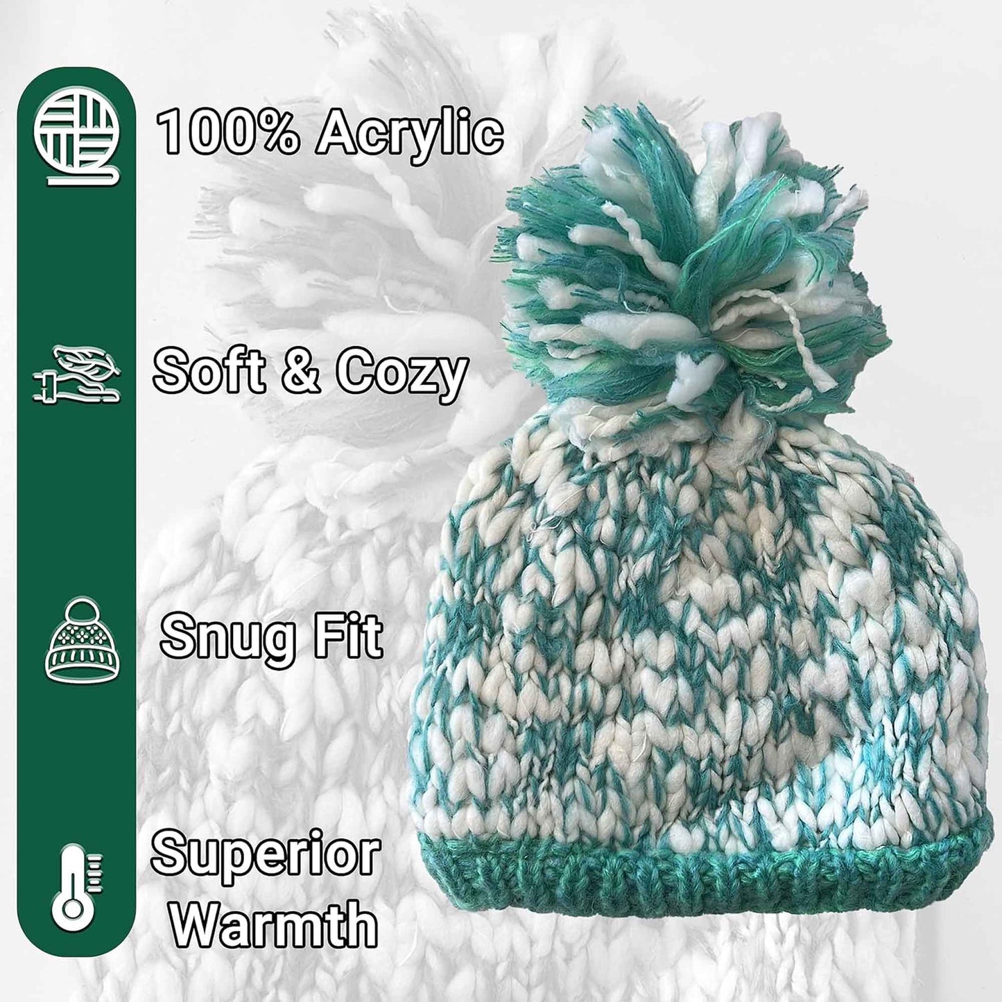 Women's Hand Knitted Daisy Pattern Winter Hat Headband Mittens Set with Pom Pom in Red Green Pink for Outdoor Activities and Holiday Gifts by Sock Stack Hats