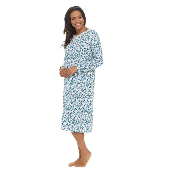 Women's Long Sleeve Fleece Nightdress Soft Warm Floral Print Sleepwear Cozy Winter Nightie Loungewear Available in Multiple Sizes By Daisy Dreamer Pyjamas
